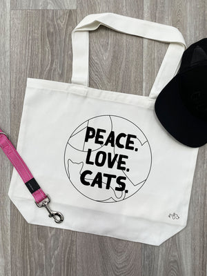 Peace. Love. Cats. Cotton Canvas Shoulder Tote Bag