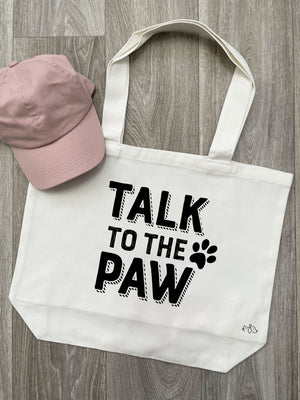Talk To The Paw Cotton Canvas Shoulder Tote Bag
