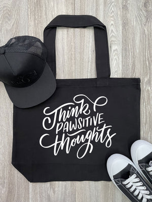 Think Pawsitive Thoughts Cotton Canvas Shoulder Tote Bag