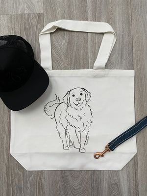 Golden Retriever Cotton Canvas Shoulder Tote Bag